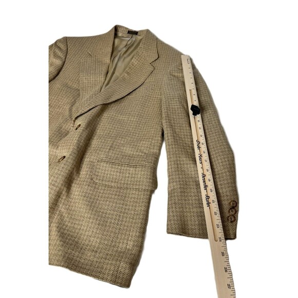 Vintage Lana Moda Fine Italian Mens Blazer Beige Tan Silk Wool Size 42R - Picture 12 of 12
